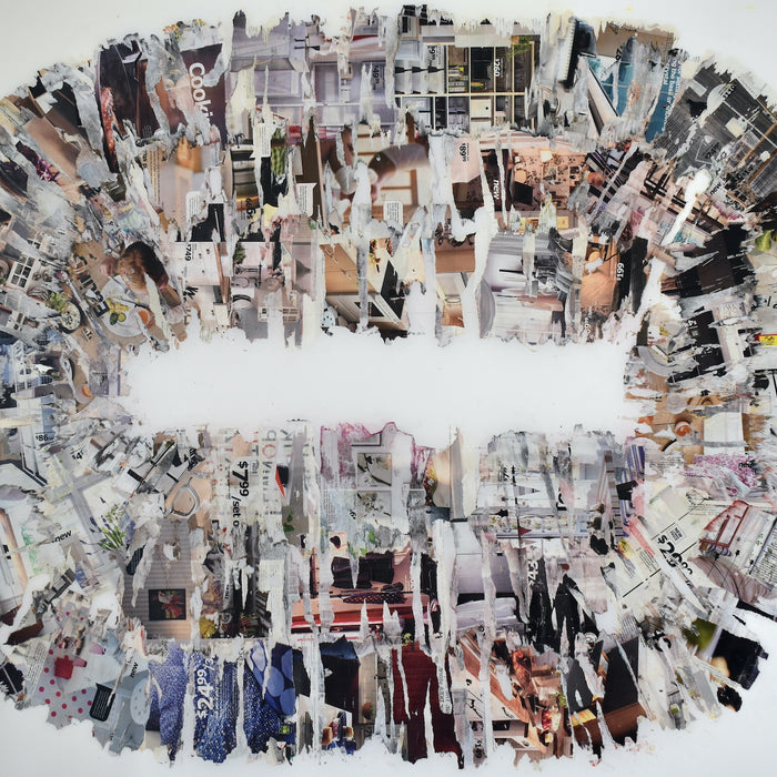 GA Gardner abstract mixed media collage on mylar.
