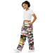 Women's long baggy art printed pants. Colorful wide leg artsy pants. Designed by GA  Gardner for Gartsy
