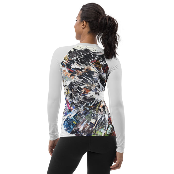 Activewear from GA Gardner for Gartsy. Women 's top, tights for women. Long sleeve top with abstract art print. Back look art art on women's top